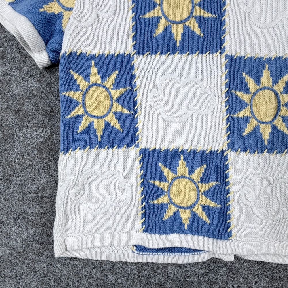 Christopher & Banks Cardigan Sweater Womens M Blue White Cloud Hand Embroidered - Picture 14 of 16